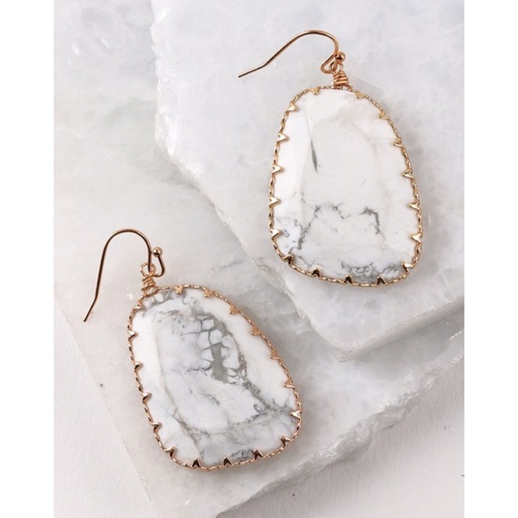 Jewelry - All Eyes On Me Stone Drop Earrings, Howlite White